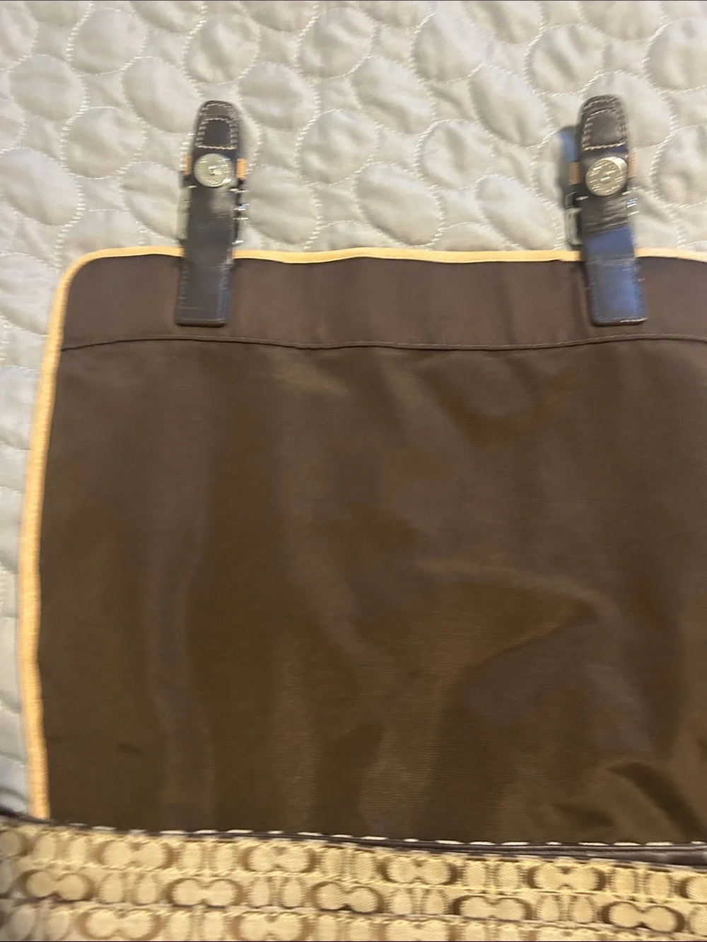 Coach Beige & Tan Signature Canvas Messenger Bag